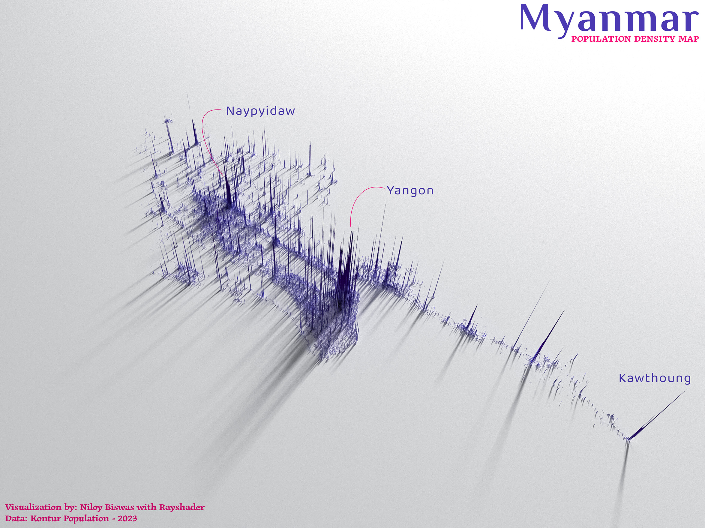 Myanmar population density map
